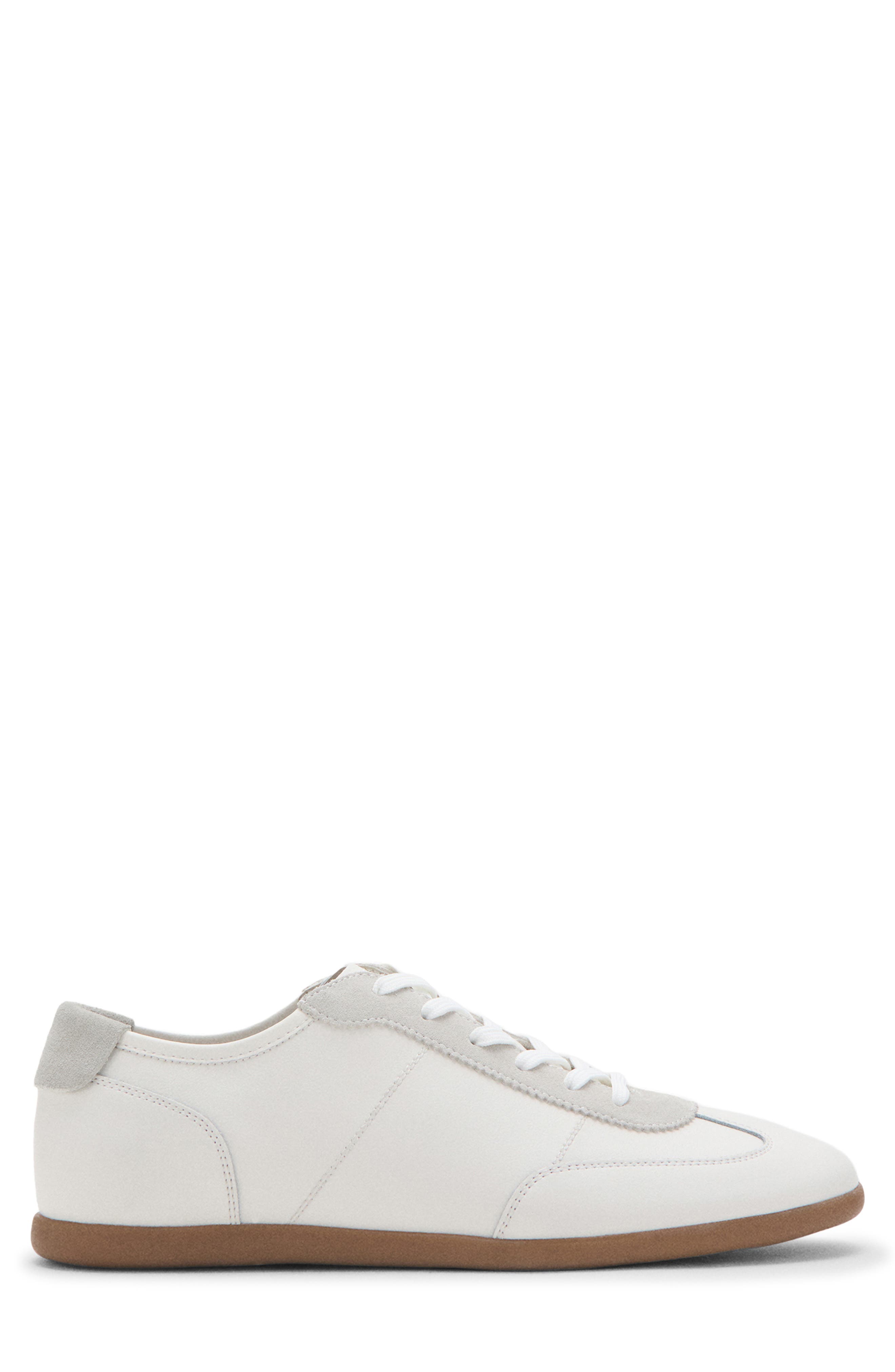 Mixed Leather Sneaker, Alternate, color, WHITE