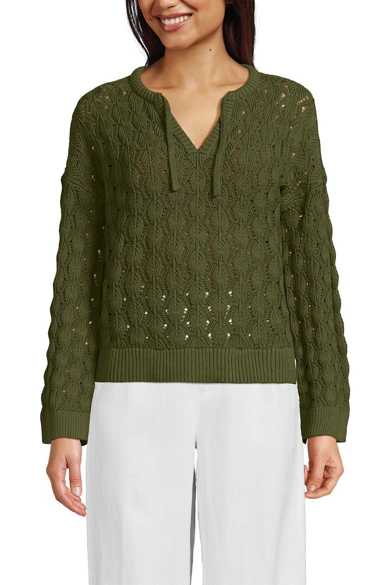 Drifter Tie Notch Neck Sweater, Alternate, color, Artichoke