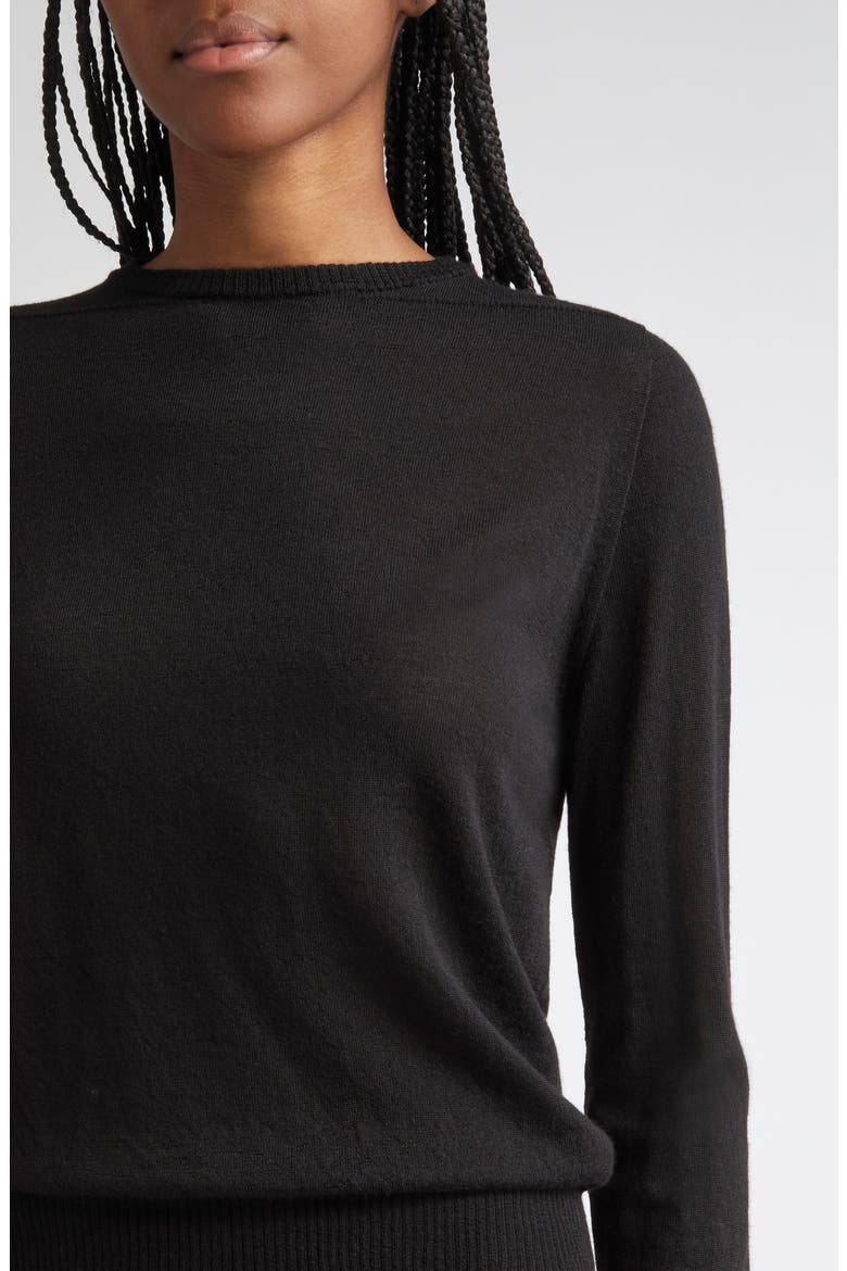 Biker Level Virgin Wool Crewneck Sweater, Alternate, color, BLACK