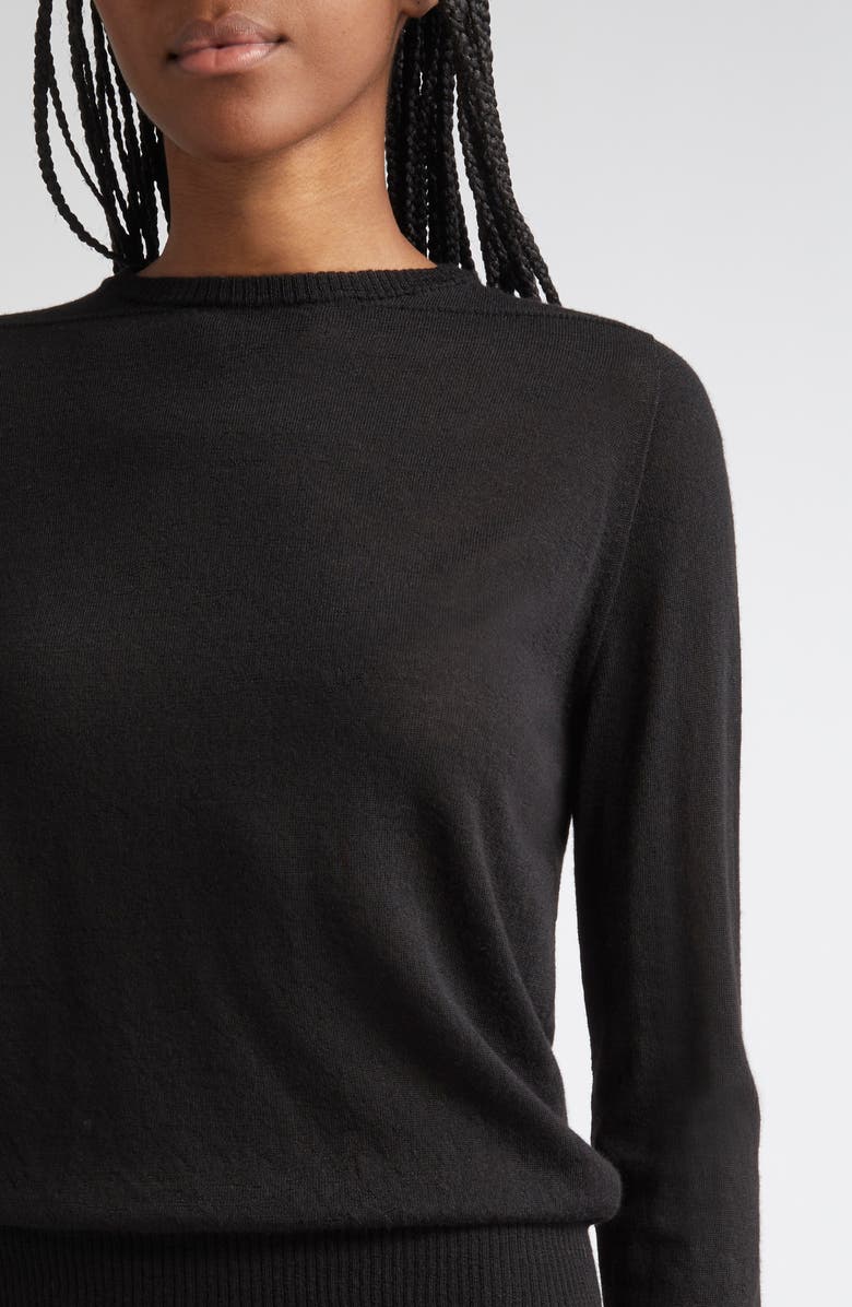 Rick Owens Biker Level Virgin Wool Crewneck Sweater, Alternate, color, Black