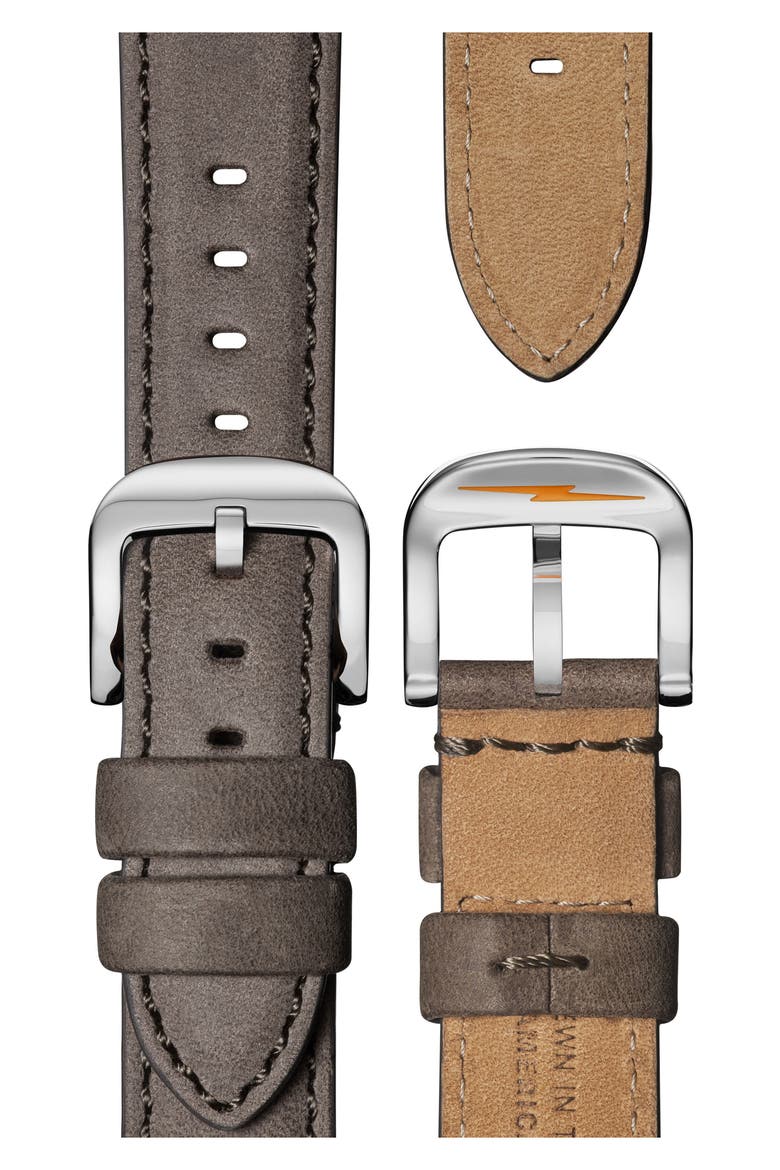 The Guardian Leather Strap Watch, 36mm, Alternate, color, GREY/ NUDE PINK/ SILVER