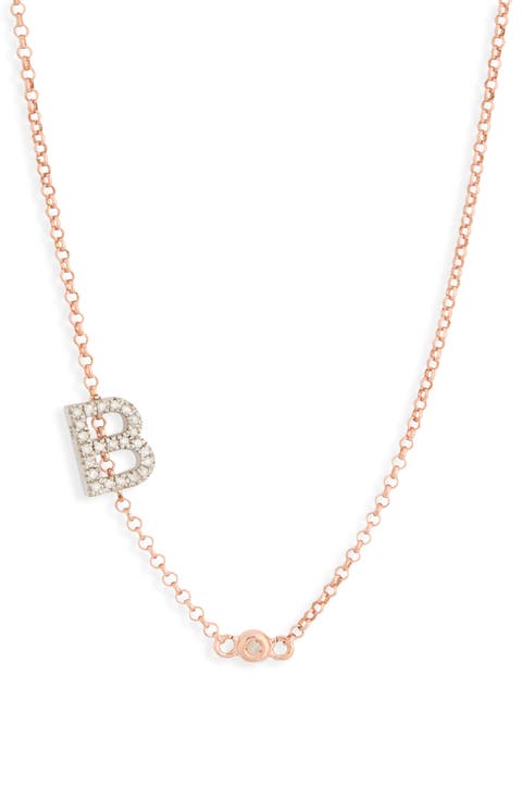 Bezel Diamond Initial Chain Necklace - 0.2ct.