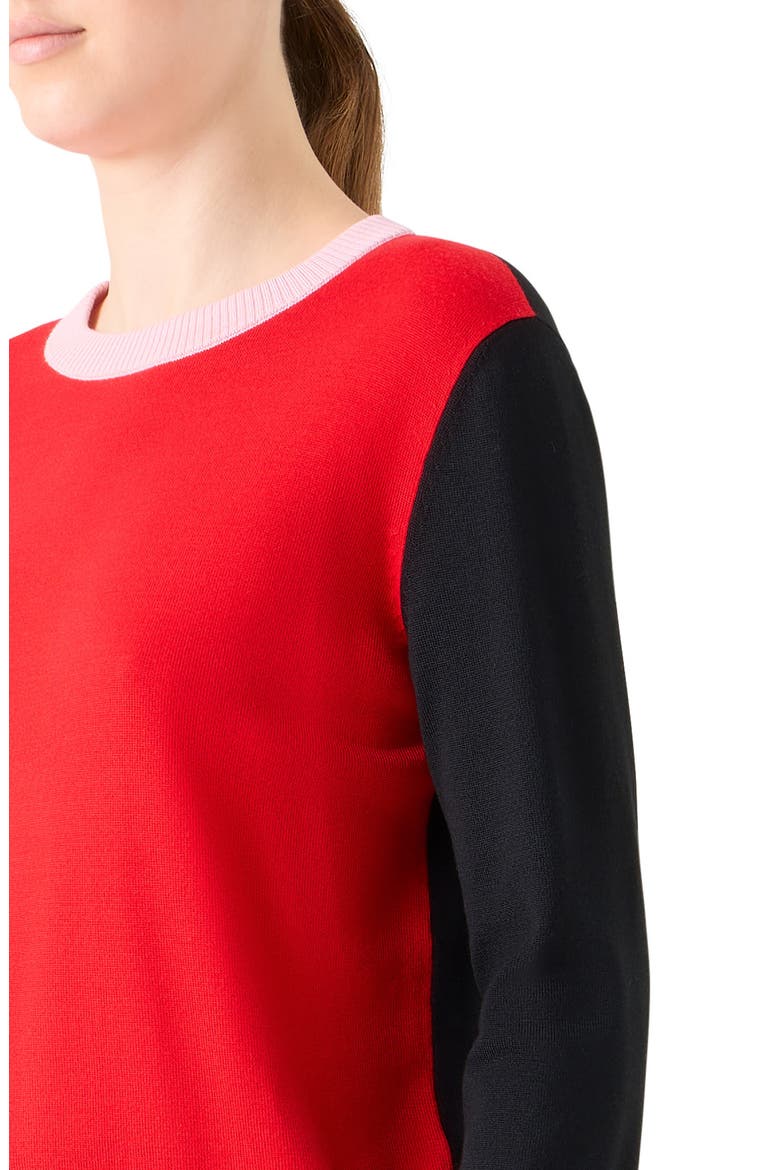 Colorblock Virgin Wool Sweater, Alternate, color, BRIGHT RED-BLACK-ROSE