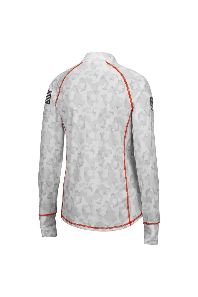 Women's Colosseum White Clemson Tigers OHT Military Appreciation Officer Arctic Camo Fitted Lightweight 1/4-Zip Jacket, Alternate, color, White