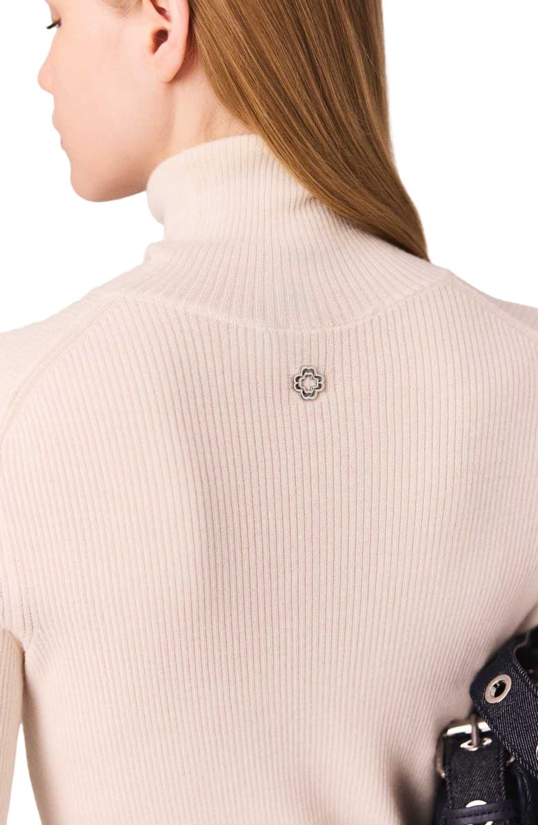 maje Wool and silk sweater, Alternate, color, Ecru