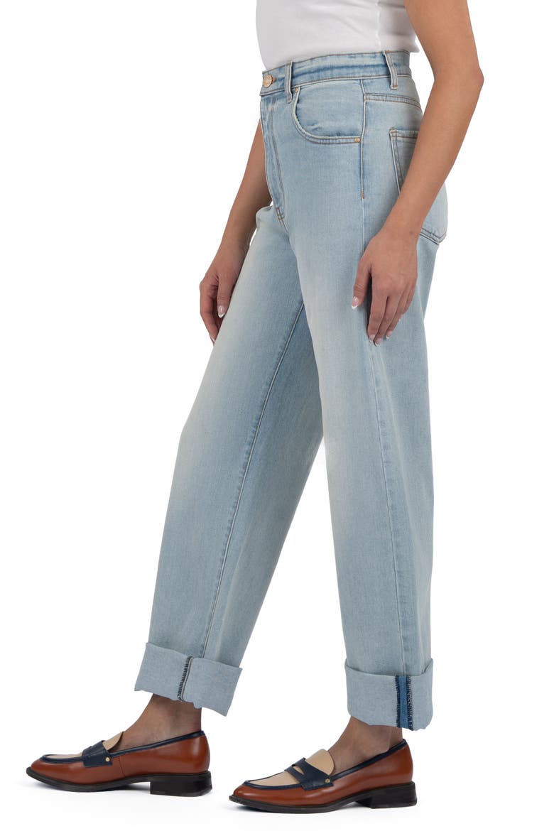 Gwen High Waist Cufed Wide Leg Jeans, Alternate, color, MEANING