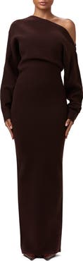 Naked Wardrobe One-Shoulder Long Sleeve Maxi Sweater Dress