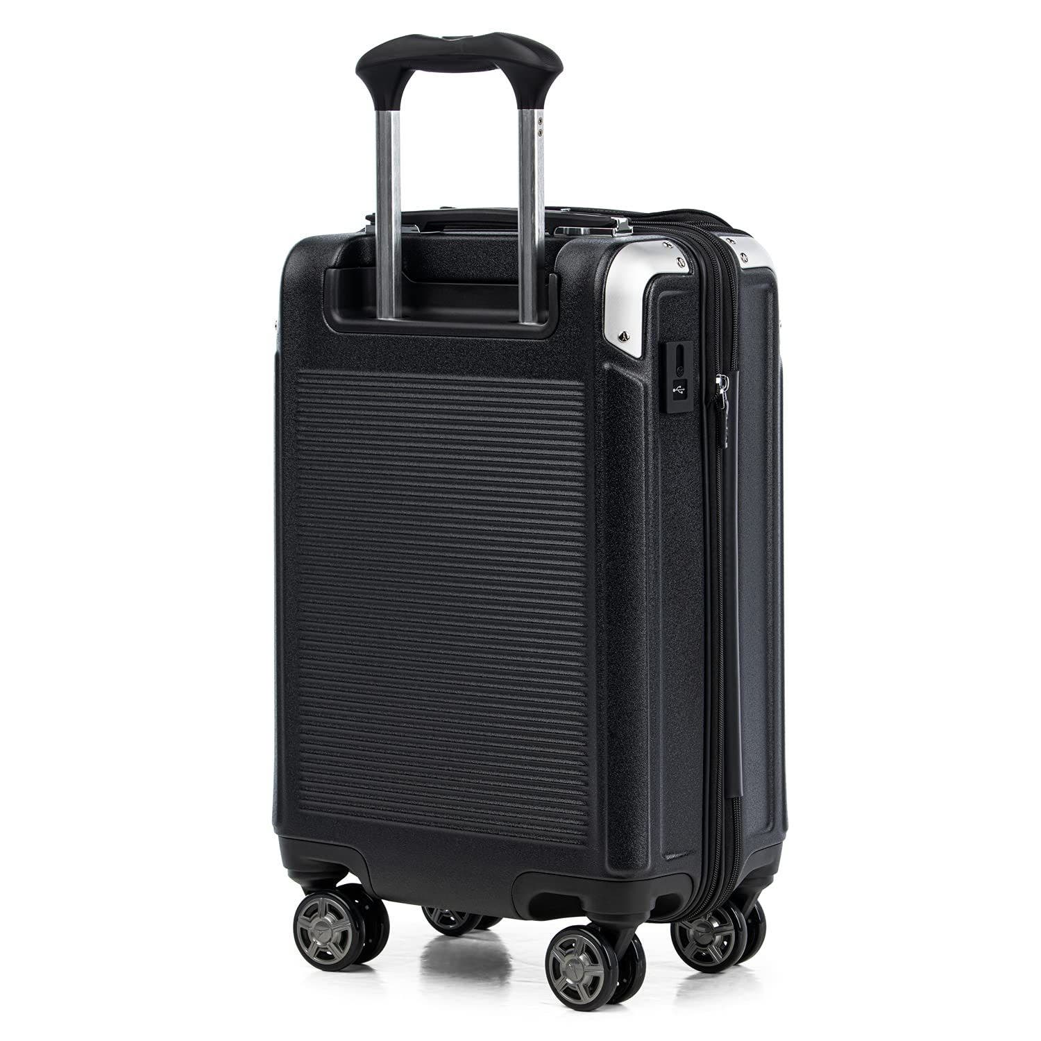 TRAVELPRO Platinum Elite Hardside Expandable Carry-on with Laptop Pocket 21-Inch Spinner, Alternate, color, Shadow Black