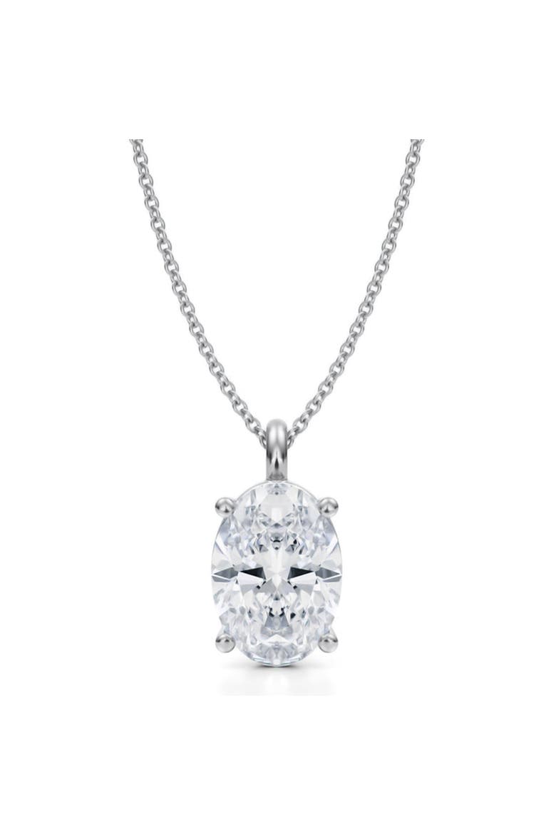 Oval Solitaire Lab Diamond Pendant Necklace 14K 3.50ct, Main, color, White Gold