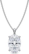 ALLUREZ Oval Solitaire Lab Diamond Pendant Necklace 14K 3.50ct