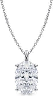 ALLUREZ Oval Solitaire Lab Diamond Pendant Necklace 14K 3.50ct