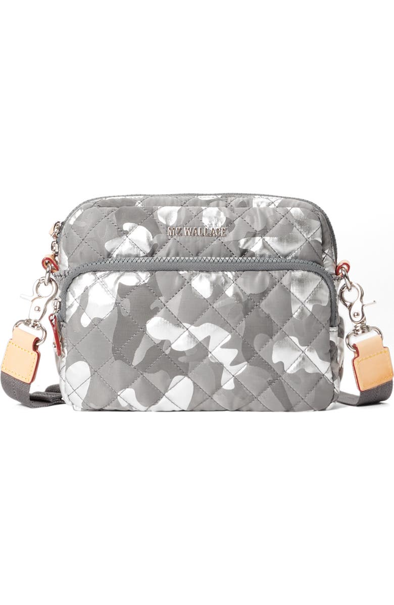 MZ Wallace Small Metro Quilted Nylon Camera Bag, Main, color, Silver Metallic Camo