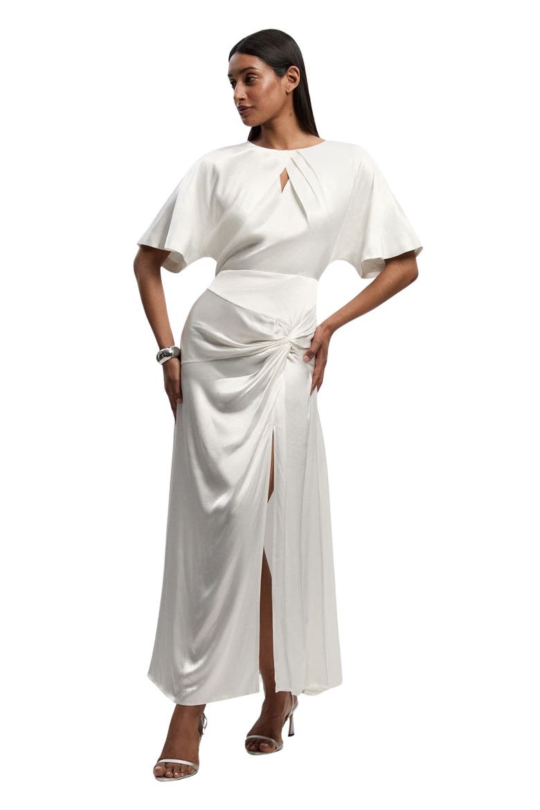 Satin Twist Midaxi Dress, Main, color, Ivory