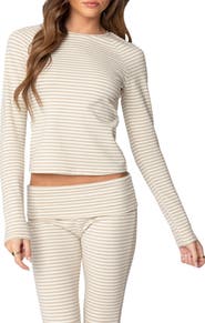 EDIKTED Kaeli Stripe Long Sleeve T-Shirt