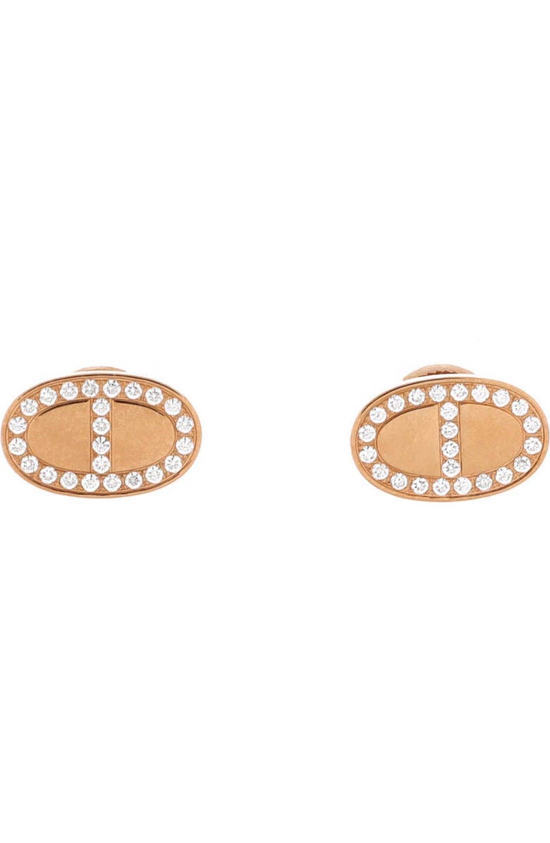 Pre-Owned Hermes Chaine d'Ancre Contour Stud Earrings 18K Rose Gold and Diamonds, Main, color, Rose Gold