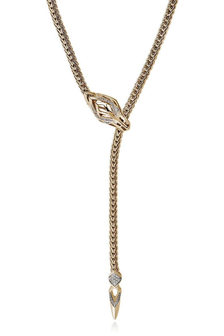 Naga Y-Necklace, 14K Gold, Diamond, Main, color, GOLD