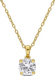 DELMAR Lab Created White Sapphire Solitaire Pendant Necklace