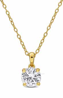 DELMAR Lab Created White Sapphire Solitaire Pendant Necklace