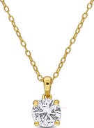 DELMAR Lab Created White Sapphire Solitaire Pendant Necklace