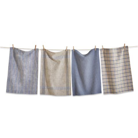 Canyon Woven Denim Blue Cotton Kitchen Dishtowels Set of 4