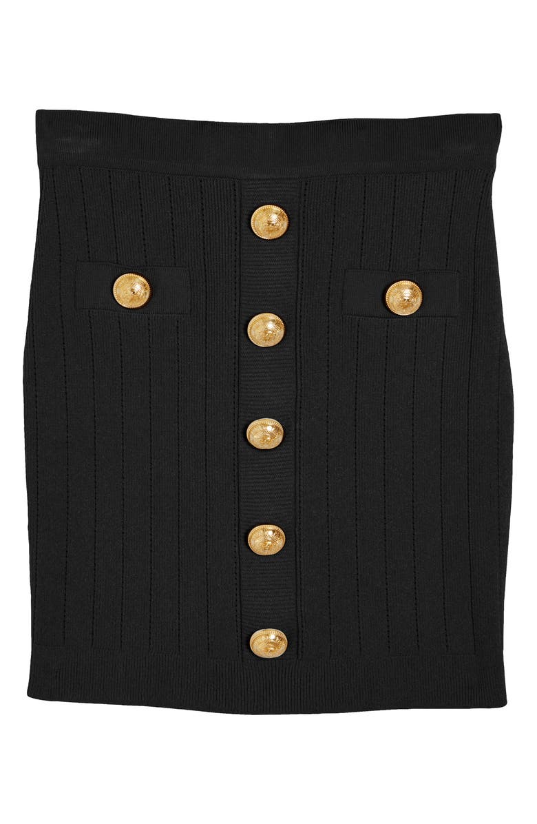 Balmain Button Detail Rib Sweater Skirt, Alternate, color, 