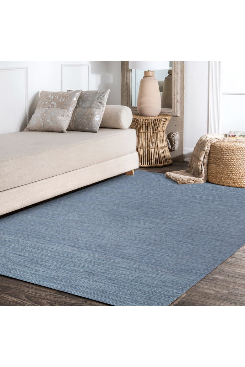 Ethan Modern Flatweave Solid Indoor/Outdoor Area Rug, Alternate, color, Blue