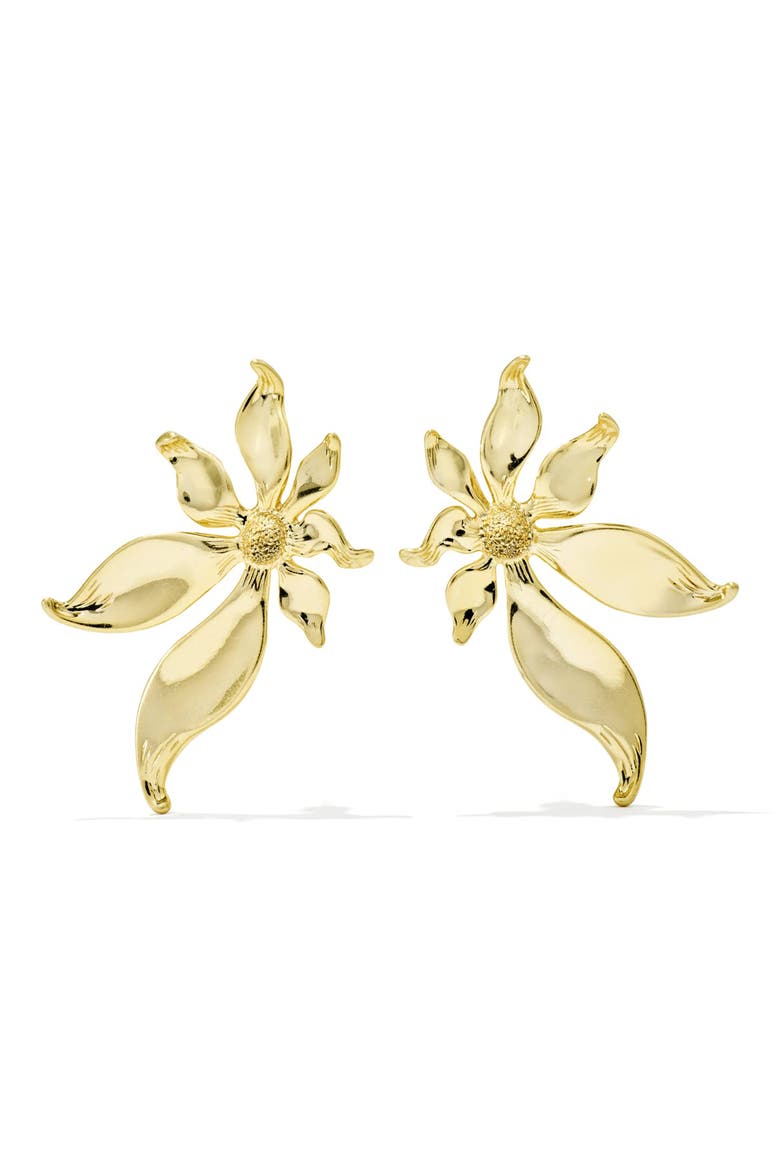 Anya Flower Stud Earrings, Alternate, color, GOLD