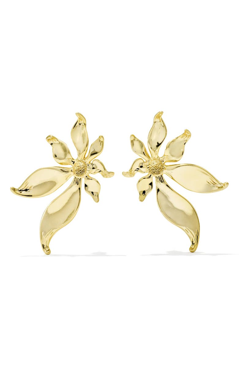 Kendra Scott Anya Flower Stud Earrings, Alternate, color, Gold