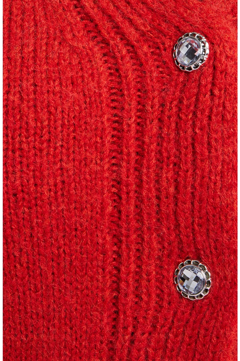 Crystal Button Cardigan, Alternate, color, POMEGRANATE
