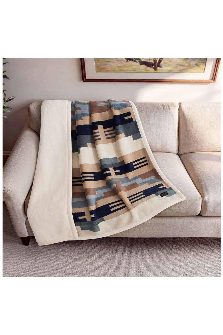 Shiprock Printed Plush Throw, Alternate, color, TAN