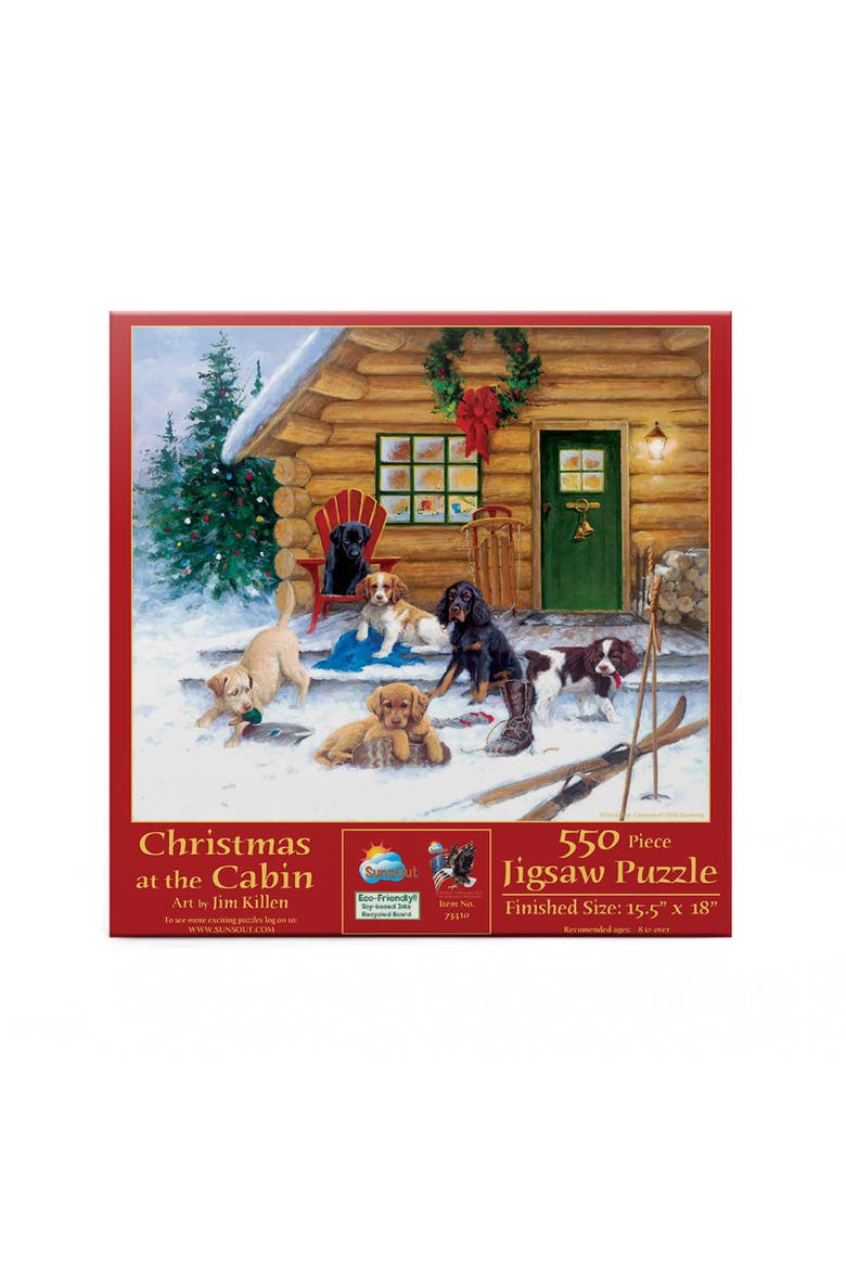 Christmas at The Cabin 550 piece Jigsaw Puzzle for Adults, Alternate, color, Multicolor