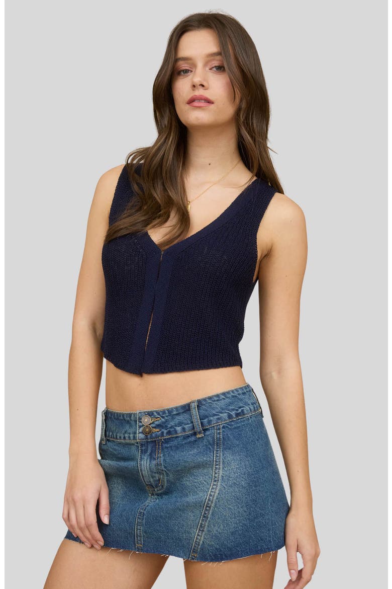 V-Neck Ribbed Tank, Alternate, color, NAVY