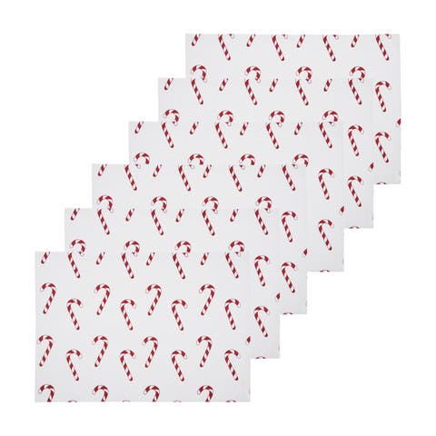 Candy Cane Wishes Placemats Set of 6, 14" x 20"