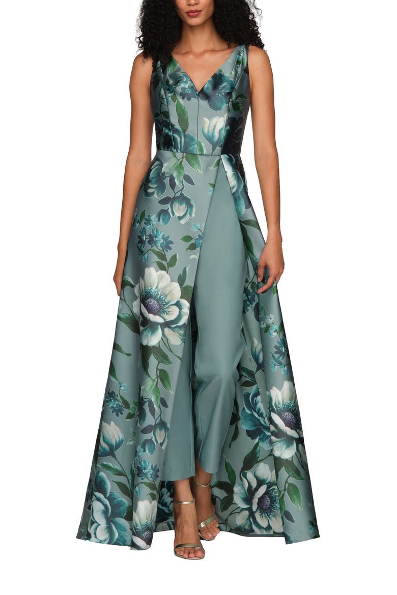 Isabelle Floral Print Mikado Jumpsuit, Alternate, color, ICEBERG