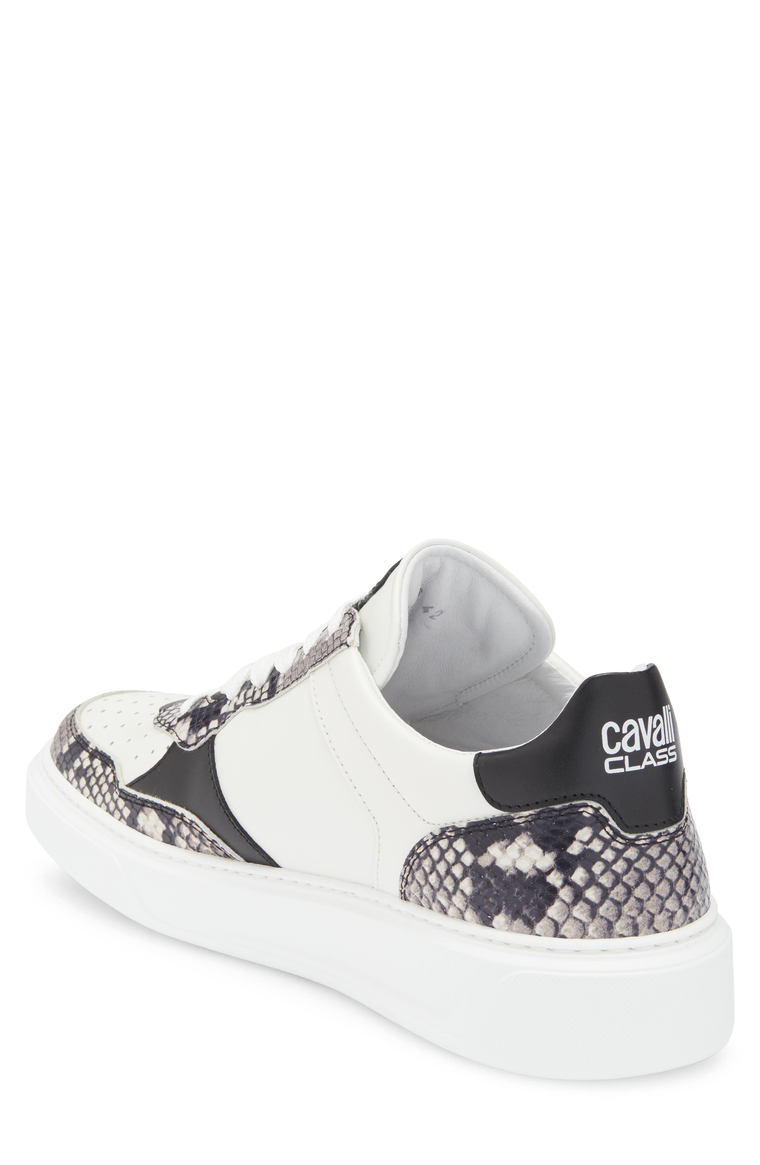 Roberto Cavalli Paneled Leather Sneaker, Alternate, color, White