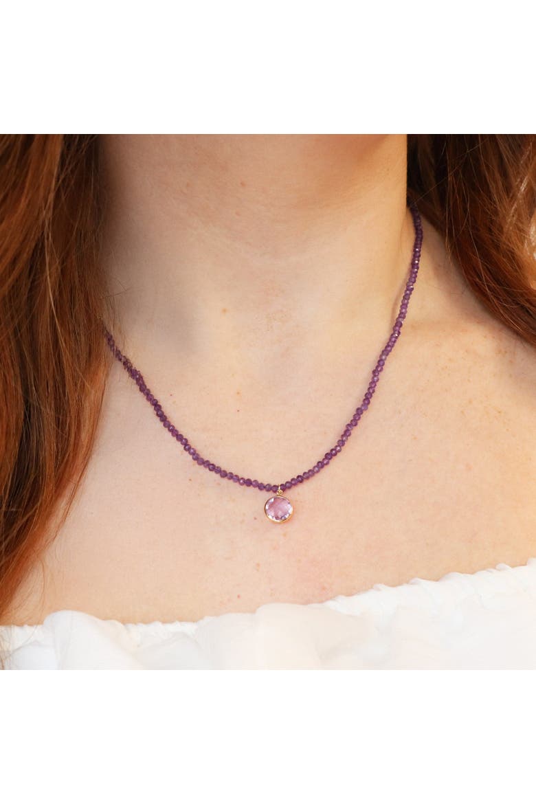 Amethyst Bead Bezel Necklace, Alternate, color, Amethyst