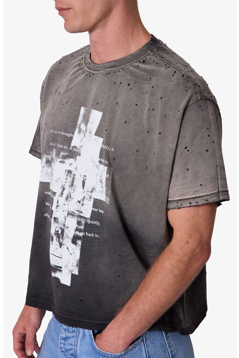 Fractured Graphic Distressed T-Shirt, Alternate, color, WASHED BLACK