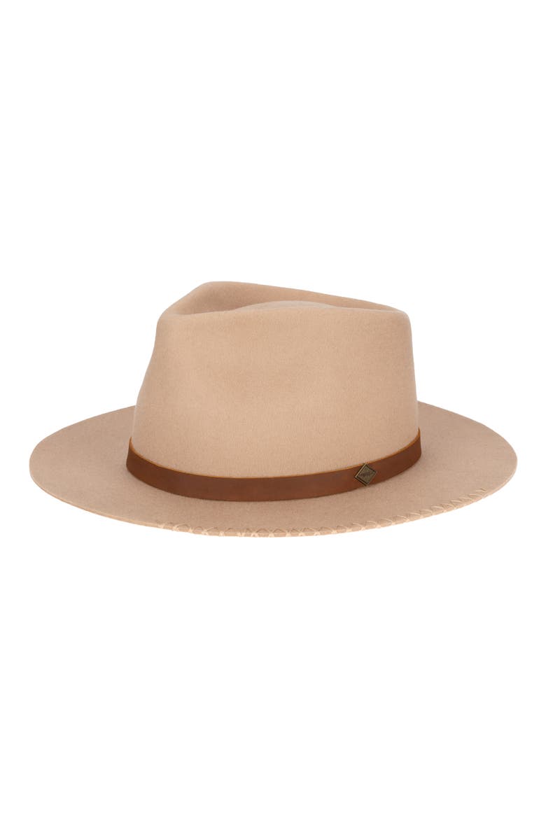 Faux Leather Wool Fedora, Main, color, TAN