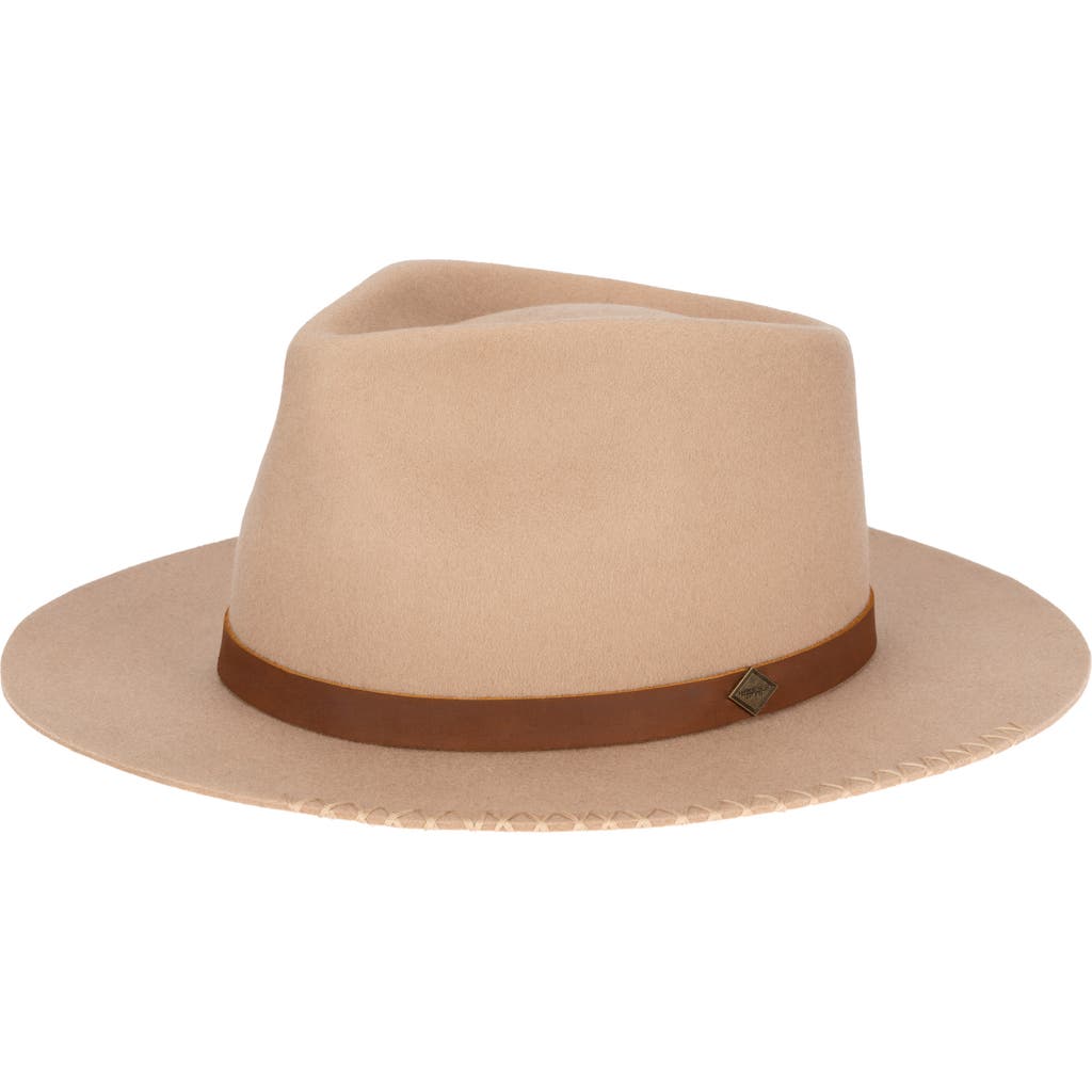 San Diego Hat Faux Leather Wool Fedora In Tan