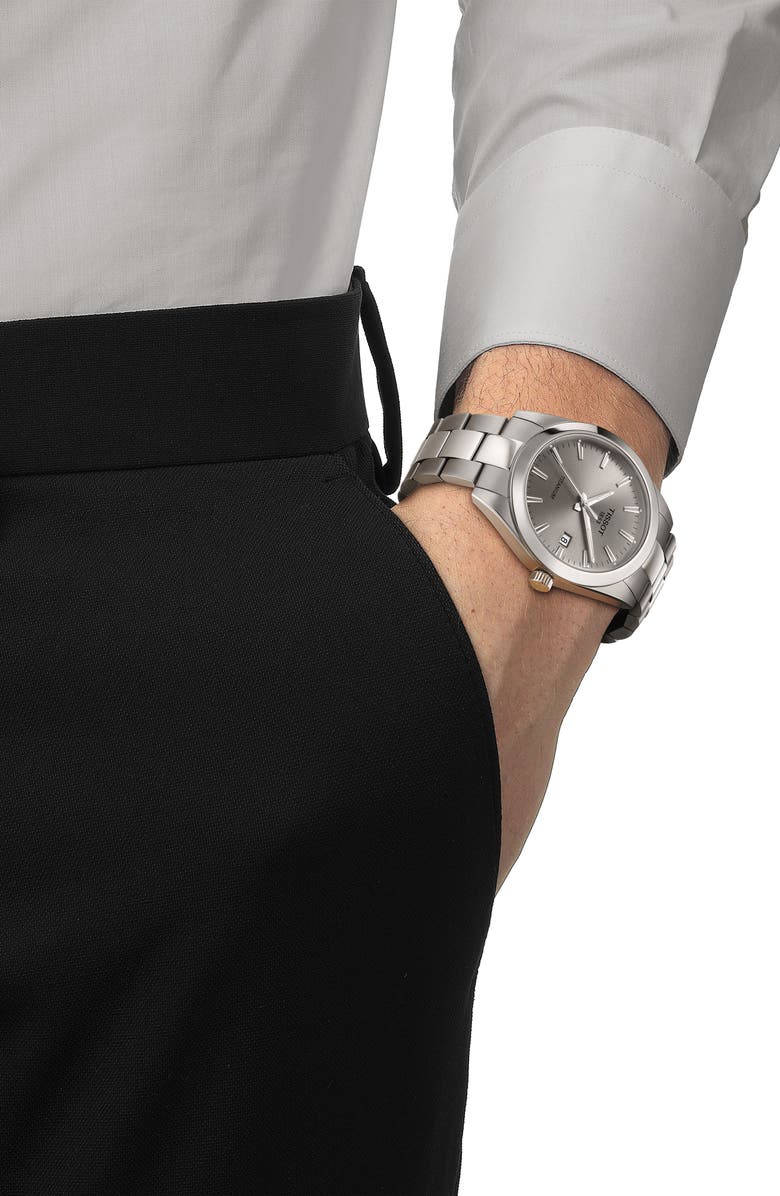 Tissot Gentleman Titanium Bracelet Watch, 40mm, Alternate, color, Grey