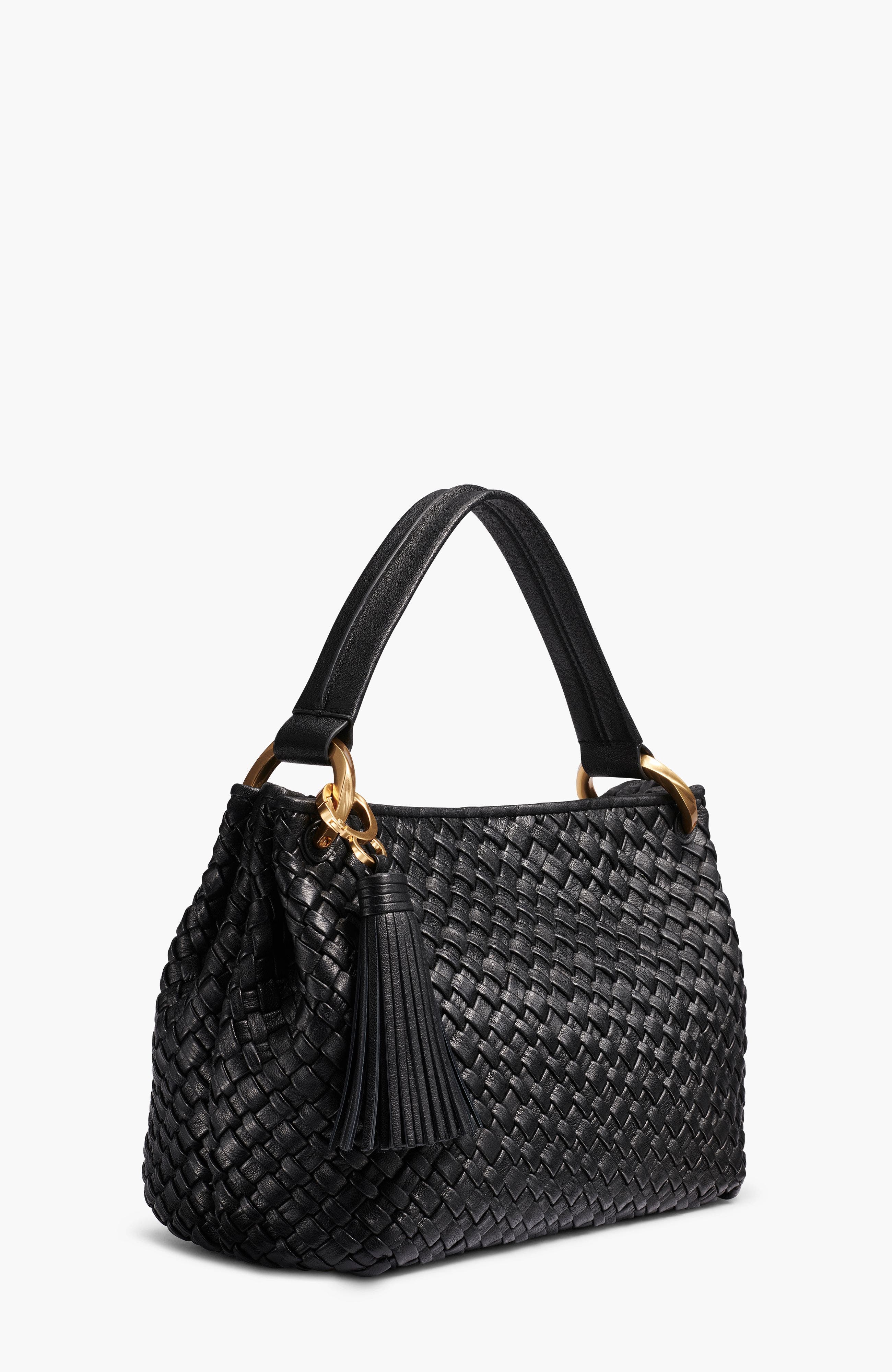 Donna Karan New York Glenwood Woven Shoulder Bag, Alternate, color, Black/Gold