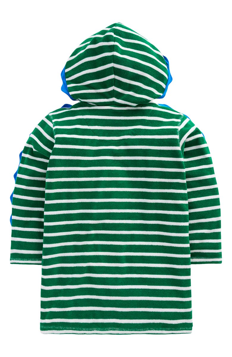 Mini Boden Kids' Fun Towelling Zip-Up Cover-Up, Alternate, color, Chameleon Green Stripe