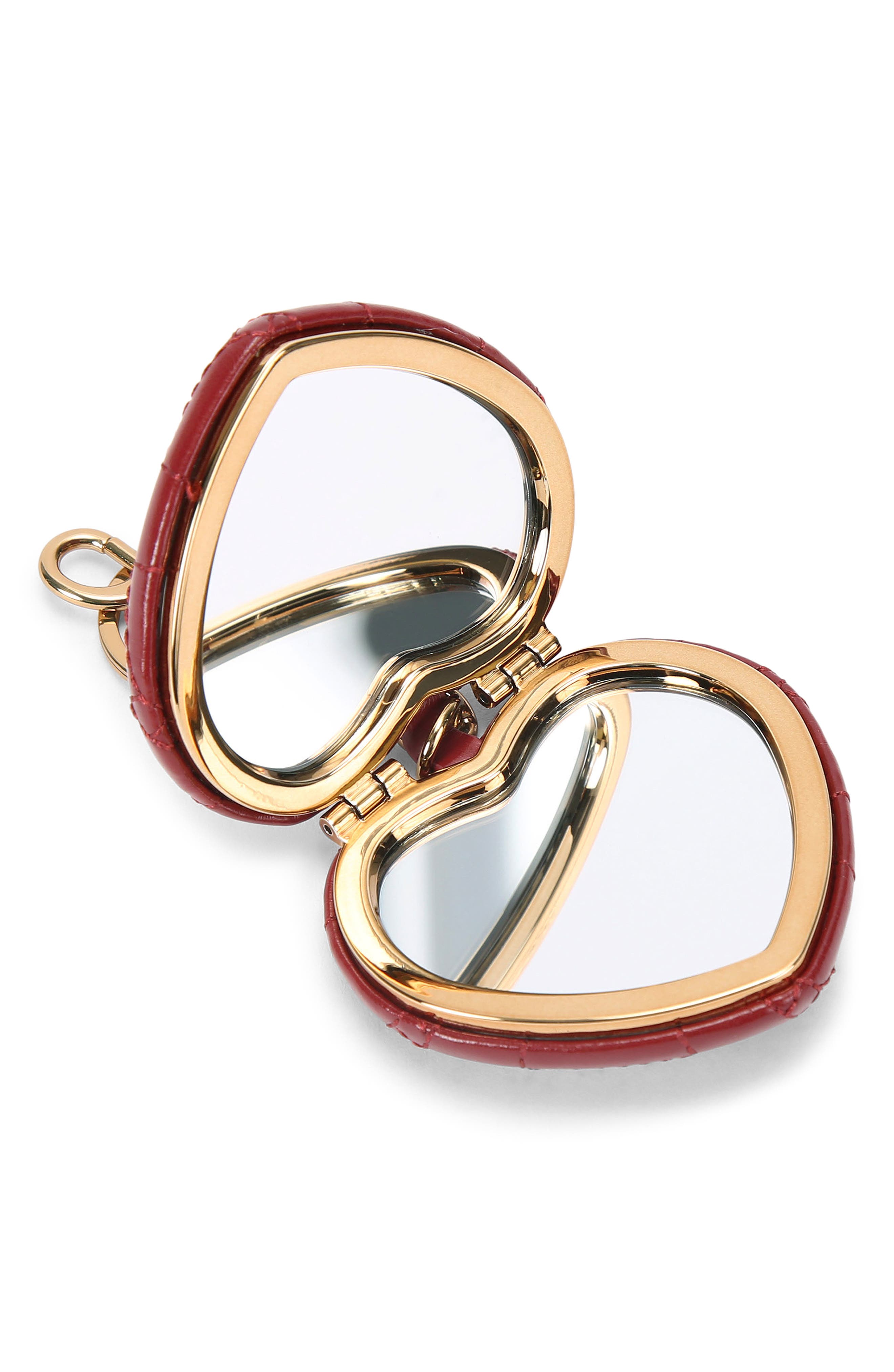 Kurt Geiger London Kensington Heart Mirror Bag Charm, Alternate, color, Red