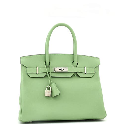 Pre-owned Hermes Hermes Birkin Handbag Green Epsom With Palladium Hardware 30 In Green