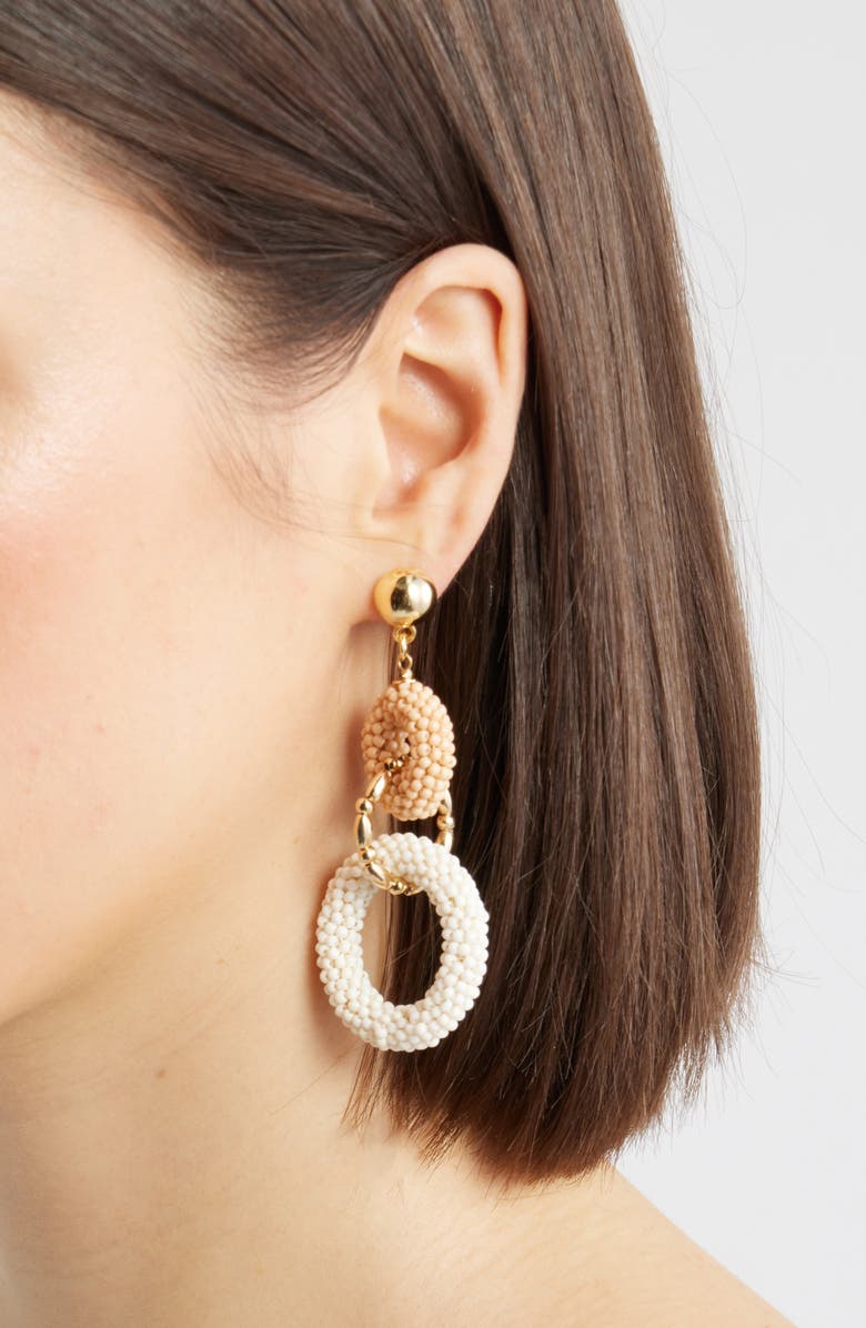 Nordstrom Beaded Link Drop Earrings, Alternate, color, Neutral Multi- Gold