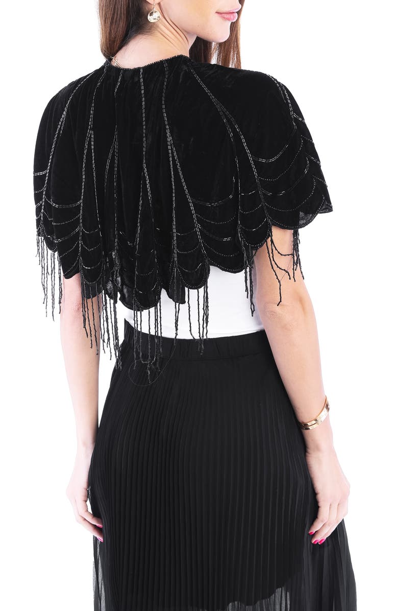 SAACHI Beaded Velvet Cape, Alternate, color,