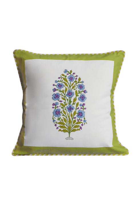 Green Botanical Study Blockprint Pillow - Cover Only
