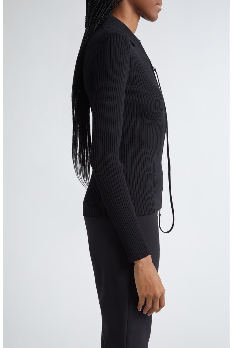 Rib Double Zip Cardigan, Alternate, color, BLACK