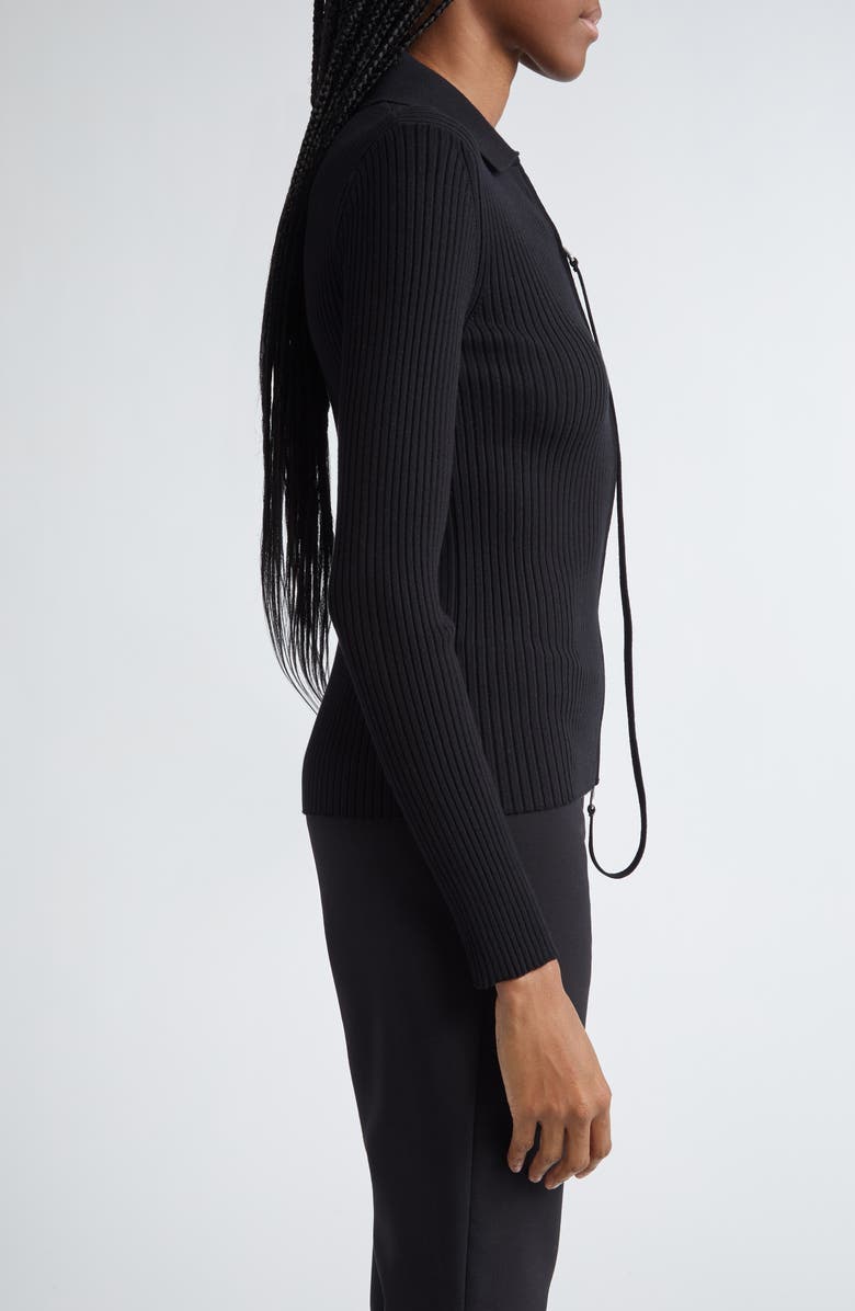 Courrèges Rib Double Zip Cardigan, Alternate, color, Black