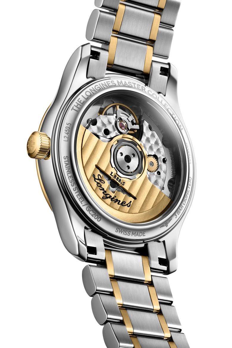 The Master Collection Automatic Diamond Bracelet Watch, 34mm, Alternate, color, WHITE MOTHER OF PEARL